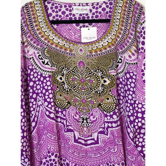 Miss Lavish BOHO Women's Purple Paisley Maxi Kaftan NWT Size 14/18 - Picture 2 of 5
